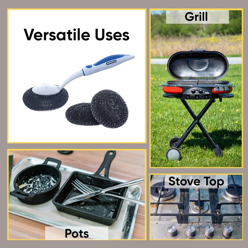 BBQ Grill Brush Bristle Free Stainless Steel Scrubber Cleaner Dishwashing