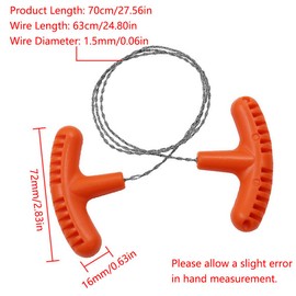 2Pcs Outdoor Survival Saw, Pocket Steel Wire Hand Pull Saw Emergency Hunting Cutting Tool for Wood, Plastic, Camping, Hiking - Orange/Black
