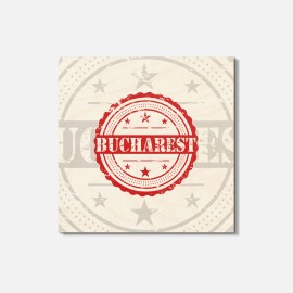 Unbranded Bucharest Travel Grunge 4'' X 4'' Square Wooden Coaster