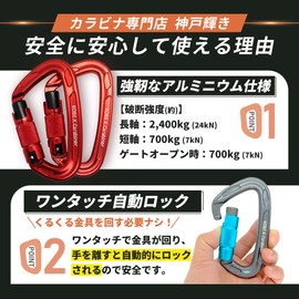 Kobe Kagayaki Carabiner, CE Certified, Load Break: 5291 lbs (2400 kg/24 kN), Aluminum, Weight 2.0 oz (57 g), Auto Locking, Twist to Unlock, [Set of 2], Color: Woodland Camo