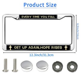 Hope Rises Cross License Plate Frame Custom Christ God Power Funny License Plate Frame Jesus Saves Rust-Proof License Plate Frame with Mounting Hardware Kit