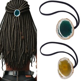 2 Stück Dreadlock Haargummi Set extra große Haargummis Dreadlock Zubehör für Frauen und Männer Dreadlocks Pferdeschwanz Halter Haargummi-Zubehör für Braids dickes lockiges Haar (Grün und Gelb)