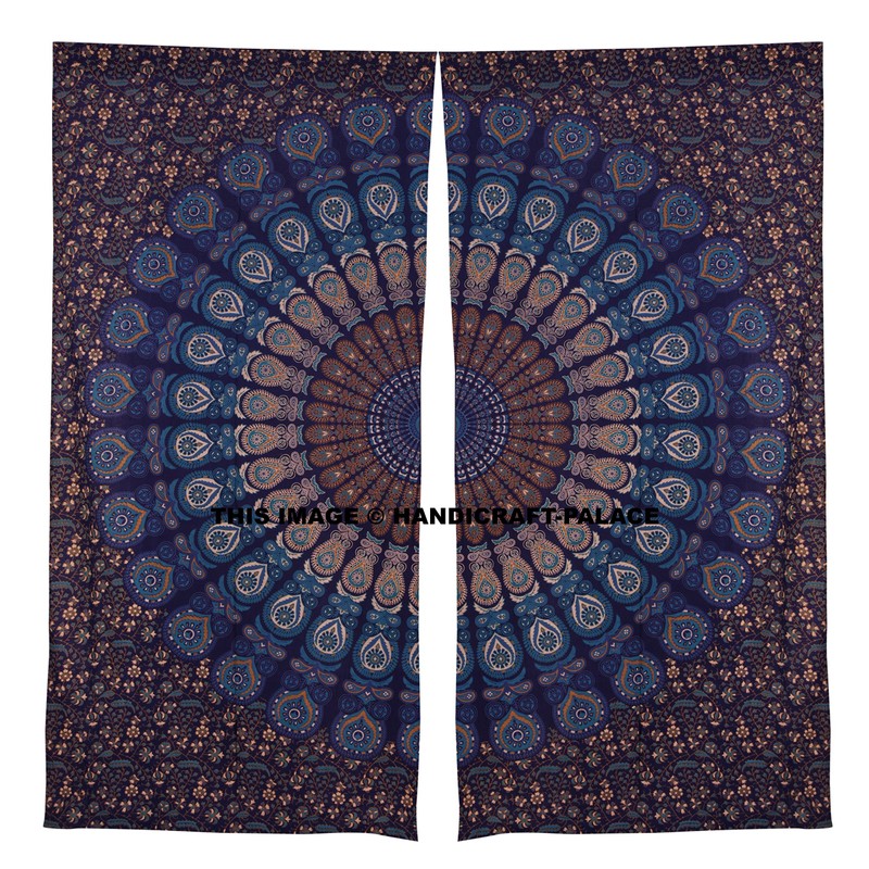 Peacock Mandala Window Curtains Indian Drape Balcony Room Decor Curtain