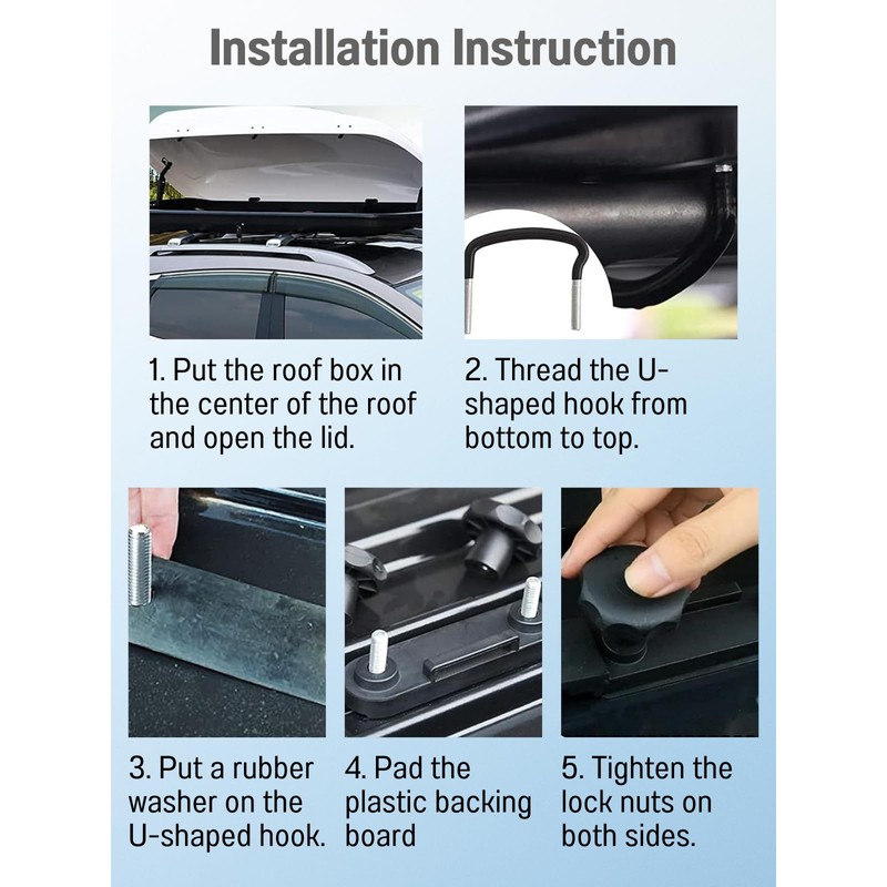 4Pack Roof Box U-Bolt Clamps, Glazeal Roof Box Rack Clamps