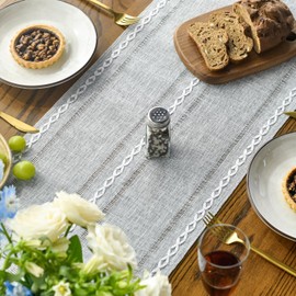 Artoid Mode Boho Light Grey Country House Style Tassels Table Runner, Washable Table Decoration Party Birthday Valentine's Day Wedding Decor 33 x 183 cm