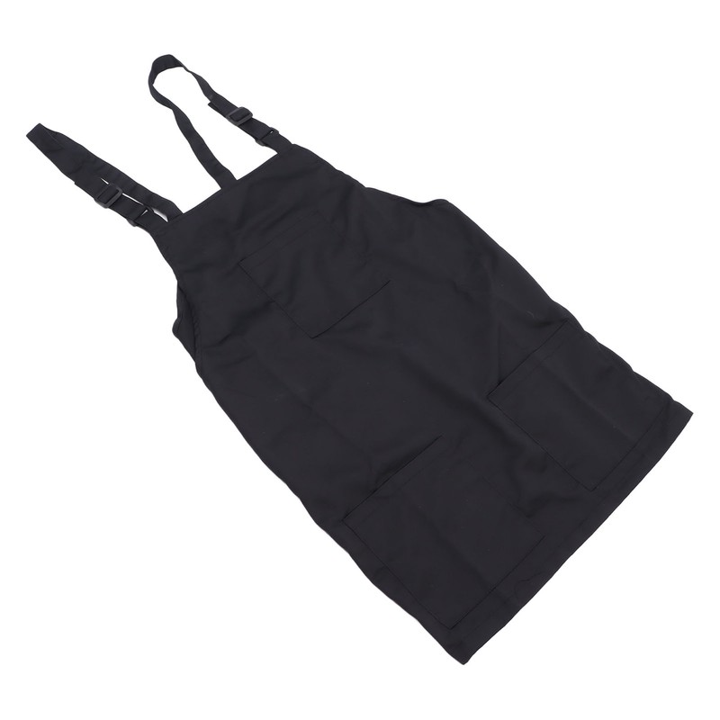 Kitchen Apron Black Apron Polyester Pockets Adjustable Strap Unisex Apron