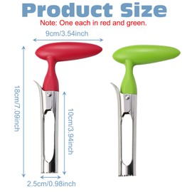 KASESSS 2 Pcs Apple Corer, Stainless Steel Fruit Corer with Non-Slip Handle, Apple Corer Remover for Pears Bell Peppers and Crispy Fruits Portable Fruit Corers for Home Restaurant Kitchen (Red, Green)