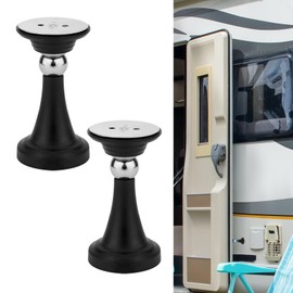 2pcs RV Magnetic Door Catch, 9.8x5.3cm / 3.85x2 inch RV Screen Door Latch Holder Stop with Tapes & Screws Door Stopper Accessories for Trailer Camper RV Baggage Door (Black)