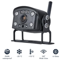 Wireless Reversing Camera, 1080P HD 150° Wide Angle, 18 IR Lights Night Vision, IP69K Waterproof Backup Camera, Compatible with 7" Monitor System, for Car, Truck, Van, Caravan, Trailer