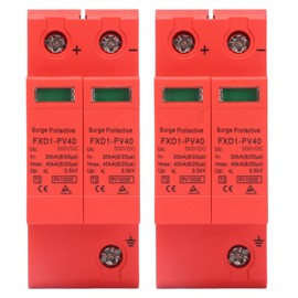 2Pcs Voltage Surge DC Surge Protector Solar,Arrester Device Rail Installation 2P Surge Protective Device DC Photovoltaic Protector Lowvoltage Arrester (DC 500V)