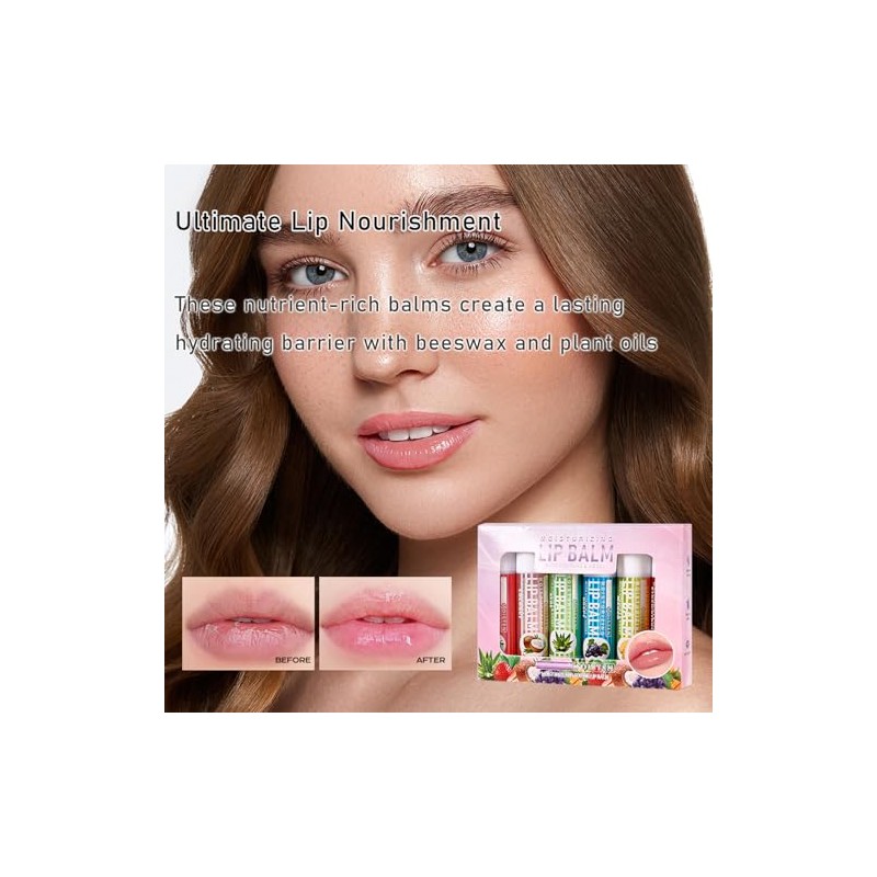 6 Pack Fruit Lip Balm Set - Vitamin E Enriched