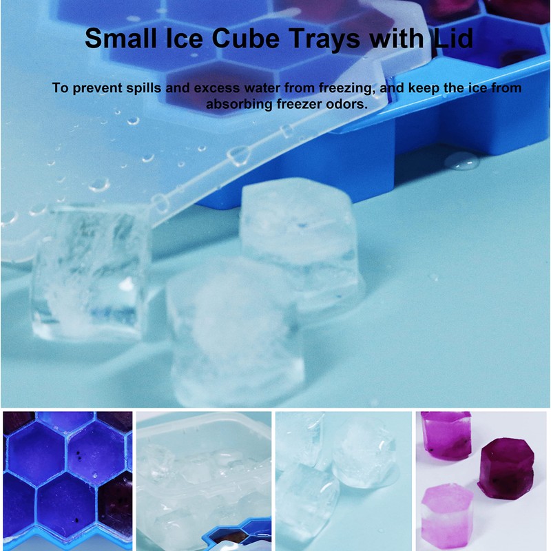 Ice Cube Trays for Freezer with Lid-37 Grid Silicone Ice