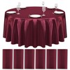 6 Packs Satin Tablecloth 120 inch Burgundy Round Tablecloths, Overlay