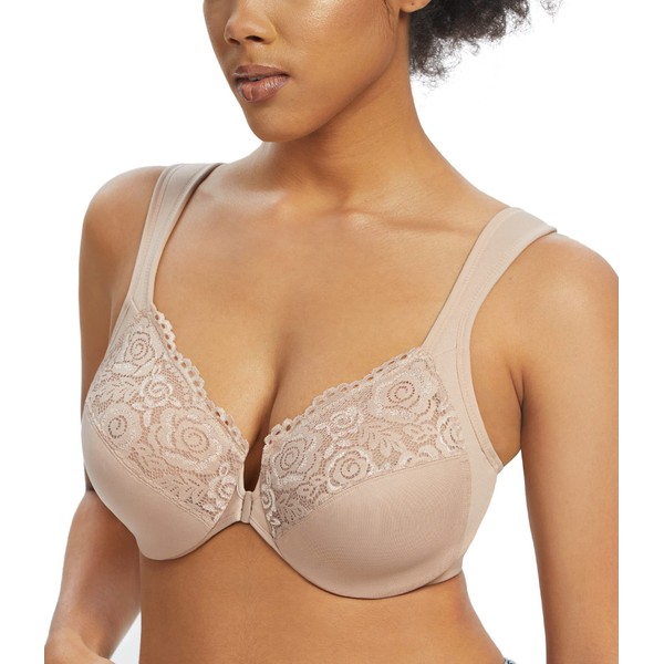 Exclare Front Closure Bra for Women Plus Size Full Coverage