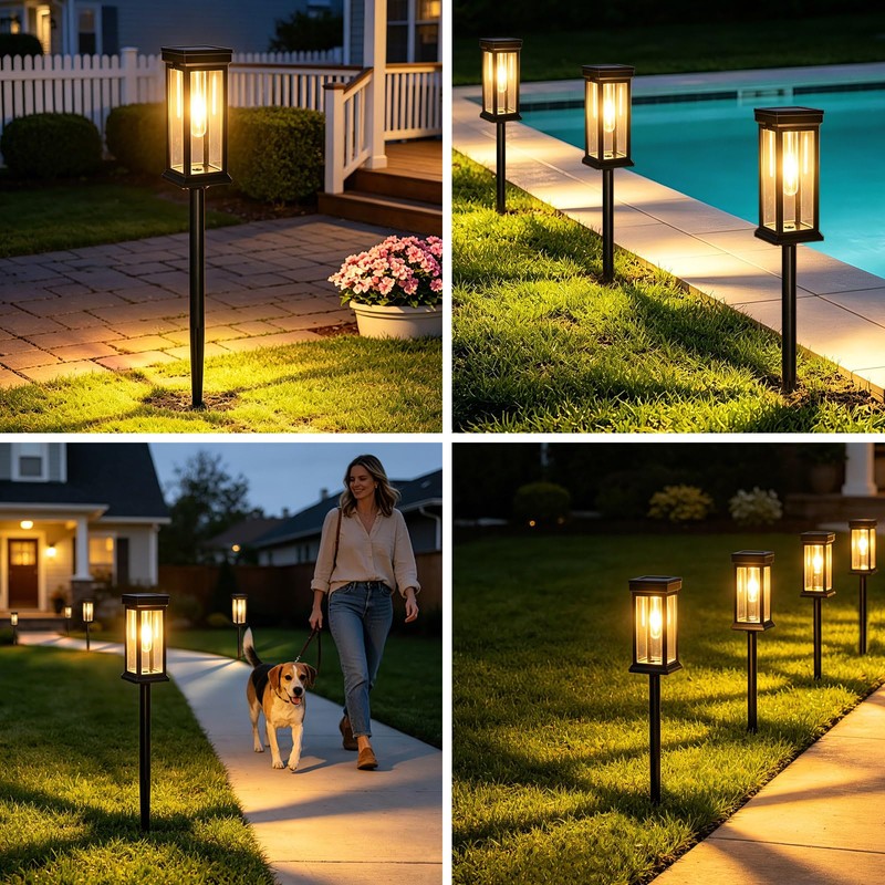Sublume Solar Pathway Lights Outdoor 8 Pack, 3-in-1(Stake/Wall Mounted/Hang Lantern)