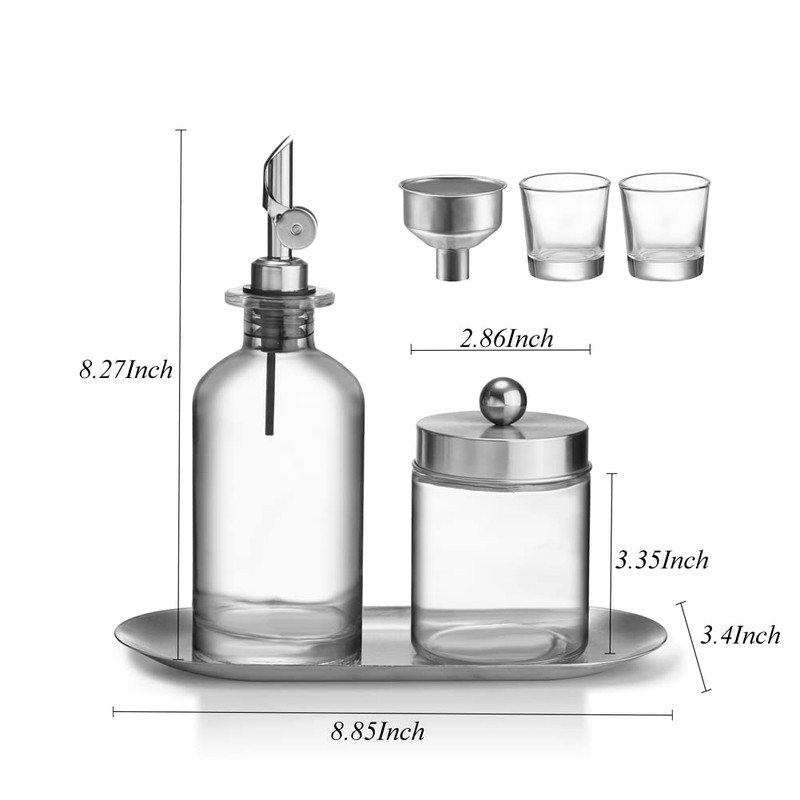 Altfun Glass Mouthwash Dispenser for Bathroom with Cups, Style Mouthwash