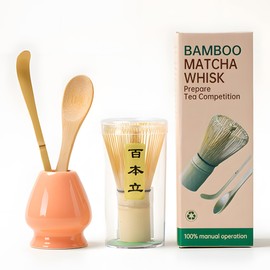 Matcha Whisk Chasen Bowl Spout - Bamboo Whisk Traditional Scoop Tea Spoon Holder Rest for Perfect Traditional Matcha Tea Drinking Experience