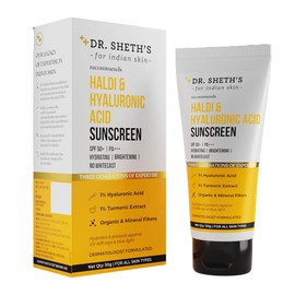 Dr. Sheth's Turmeric & Hyaluronic Acid Sunscreen with SPF 50+ & PA+++ | Helps Repair Skin Barrier with UVA/UVB & Blue Light Protection | Unisex Formula | 1.76 Oz/50 g