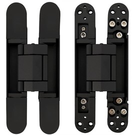 Alamic Invisible Hinge Concealed Door Hinges Heavy Duty Hidden Hinge up to 176 Pound Doors 3-D Adjustable 7 inch Black - 2 Pack