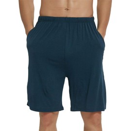 JINSHI Mens Pajama Bottoms Stretch Boxer Sleeping Shorts Lounge Wear Soft Modal Shorts with Pockets, 3 Pack, Black/Light Gray/Lake Blue, Size L