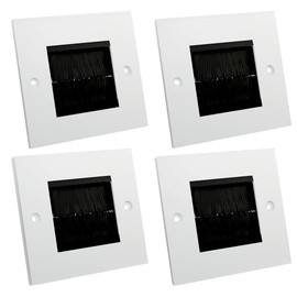 rhinocables Single Gang White Brush Plate Faceplate for Wall-Mounted Installation Tidy Cable Pass Through Insert for Wires and Cable Access (4, Black)