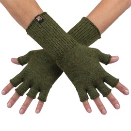 Evolution Knitwear Alpaca Knit Fingerless Gloves - Super Soft Baby Alpaca - Made in the USA - Small - Moss Green
