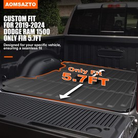 Ram 1500 5.7FT Truck Bed Mat - AOMSAZTO Bed Liner Compatible with 2009-2024 2025 Dodge Ram 1500 5'7" Short Bed | Custom Fit All Weather Truck Cargo Bed Liner for Dodge 2025 Ram 1500, Black