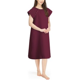 NY Threads NY Threads Women's Hospital Gown Soft and Stylish Patient Gown, Small-Medium, Burgundy