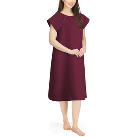 NY Threads NY Threads Women's Hospital Gown Soft and Stylish Patient Gown, Small-Medium, Burgundy