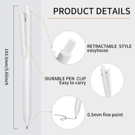 D dDraw 6 Pcs Retractable Gel Pen, 0.5mm Ballpoint Pen, Clip for Easy Carrying, Black Ink, Suitable for AdultsTo Take Notes, Business Pens, School & Office
