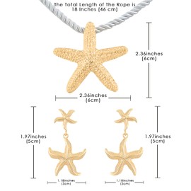 Biiange Gold Starfish Jewelry Set - Women's Alloy Necklace and Earrings Set, Exquisite Beach Jewelry for Vacation, Summer Travel, Beach Party, Holiday Gift