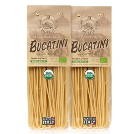 Morelli Bucatini Pasta Noodles - Premium Organic Italian Pasta from Italy - Handcrafted, Family Owned Gourmet Brand - Made With Durum Wheat Semolina 17.6 oz (500 g) - Pack of 2
