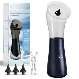Ear Wax Removal Kit, 4-Mode Electric Ear Cleaner - IPX6 Waterproof, Earwax Cleaning Kit with Water Temperature Indicator, Easy-Clean Design for Home Use (Blue)