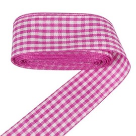 Cinta de cuadros a cuadros para envolver regalos, fiestas, bodas, decoración de Navidad (rosa profundo, 1 pulgada (25 mm) x 10 yardas)