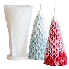 BASEMMAHER Christmas Tree Candle Silicone Mold 3D Epoxy Resin Casting Wax Soap Polymer Clay Plaster Ornament Molds for Making Tree Shaped Xmas Winter DIY Aromatherapy Candles Home Decoration