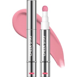 Rubor Líquido en Varita, Rubor Rostro Mate con Aplicador de Cojín Blush Líquido Cremoso Suave Acabado Brillante Natural Hidratante Mejillas Suaves Cosmética