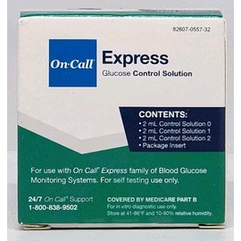 Acon Laboratories On Call Express Glucose Control Solution G125-12D - 2 Vials New Exp. 03/12/2025