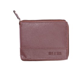 DUO DUFFEL RFID Protected PU Leather Men's Bi-fold All Round Zipper Design Wallet (Brown)