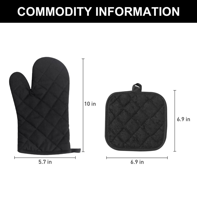2-Pack Heat Resistant Oven Mitts & Hot Pads - 428°F/220°C