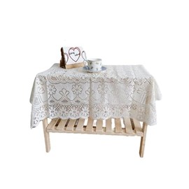 Cyrank Mantel de Encaje Blanco, Mantel de Encaje, Mantel Cuadrado de Estilo Vintage, manteles de Boda, Mantel Cuadrado Floral de Encaje, decoración(60 * 60CM)
