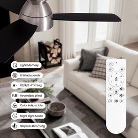 MOOONICHE 32" Ceiling Fan with Light and Remote/APP Controls, Low Profile Bedroom Fans with Reversible Motor, 6-Speeds,3CCT, Dimmable Timable LED Fandelier for Living Dining Room Kitchen-Nickel