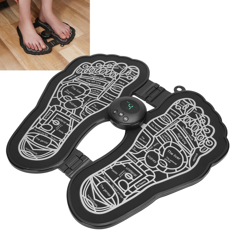 Rechargeable EMS Foot Massage Pad Foldable Adjustable Foot Massager Stimulator