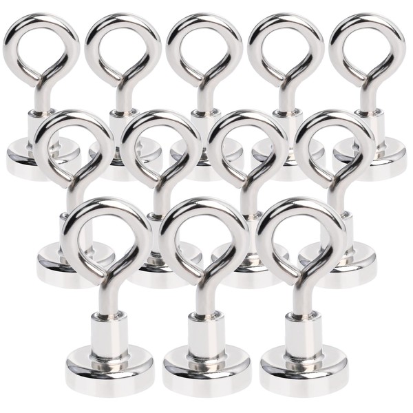 MIN CI 12 Pack Magnetic Hooks, Neodymium Magnets Hooks Pull