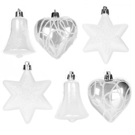 com-four® Christmas Tree Decorations - Christmas Tree Baubles In Different Shapes - Bell, Heart And Star For Hanging On The Christmas Tree