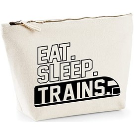 Hippowarehouse Eat Sleep Trains printed make up cosmetic wash bag 18x19x9cm