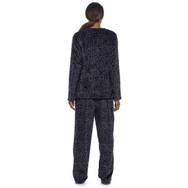 Thingimijigs Ladies Fleece Pyjamas Grey and Black Panther Print Soft Fluffy Flannel Fleece 2 Piece - UK 12-14