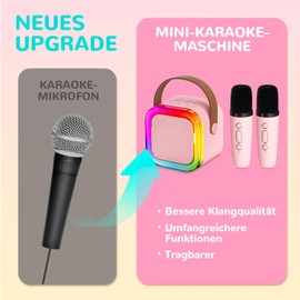 Karaoke Maschine Kinder mit 2 Karaoke Mikrofon Kinder: [Neueste] Mini Karaoke Maschine - Karaoke Anlage mit 2 Mikrofonen -Kids Karaoke Set Box - Geschenke für Mädchen Kinder Spielzeug 3-12 Jahre