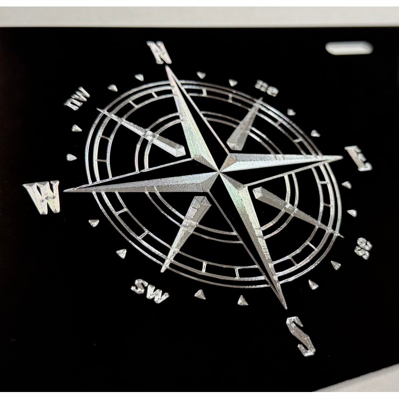 Brilliant Engraved Compass Car Tag Diamond Etched Vanity Front License