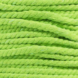 West Coast Paracord Super Soft Twisted Cotton Rope – Triple-Strand 1/4 Inch Rope – 100% Cotton Decorative Rope (Glitter Lime Green, 10 Feet)