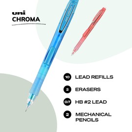 uniball Chroma Mechanical Pencil Starter Kit, 0.7mm, HB #2, Assorted Barrel, 2 Pack